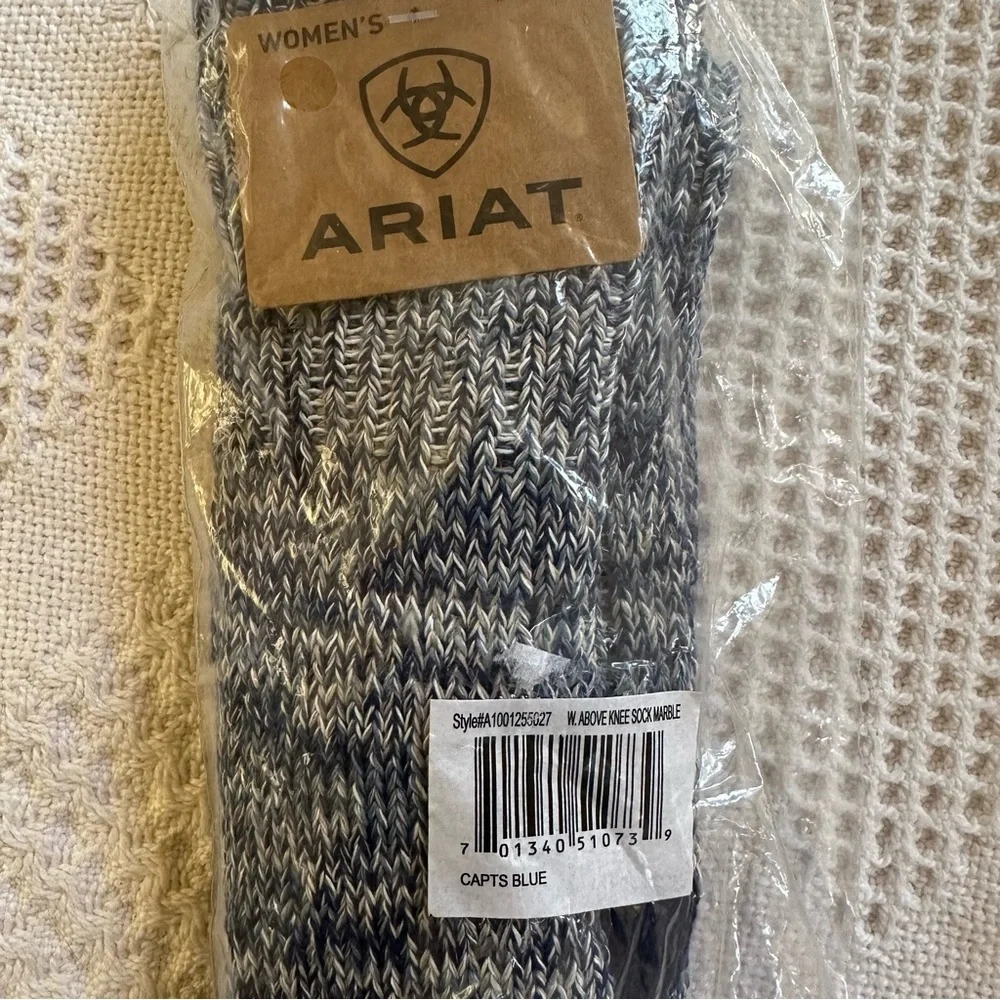 Ariat Knee High Cowboy Boot Socks-2 Pack-Capt. Blue/Tango Red Chunky Knit